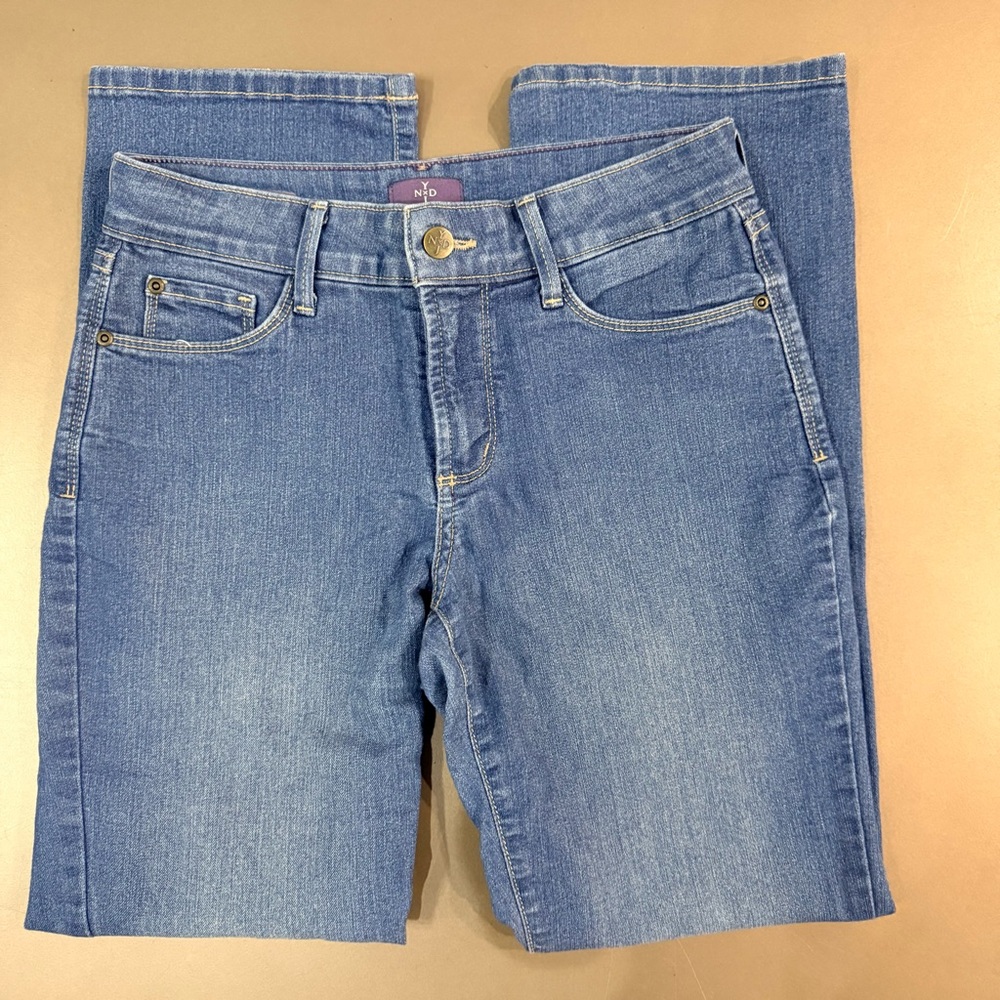 NYDJ Marilyn Straight Classic Blue Denim Jeans - Size 4P